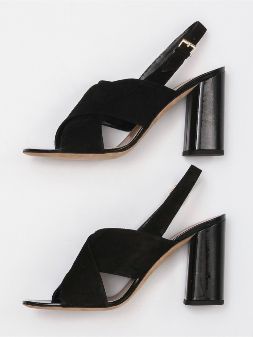 kate spade Black Suede Christopher Block Heel Sandals